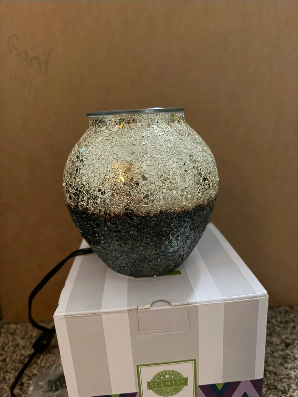 “Charred” Authentic Scentsy Warmer - Shimmering metallic tones